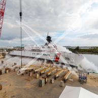 USCGC Argus (WMSM-915) launched at Eastern Shipbuilding in Panama City, Florida, in 2023.