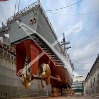 USS Milius (DDG-69) in Dry Dock 6 at Naval Ship Repair Facility in Yokosuka, Japan.